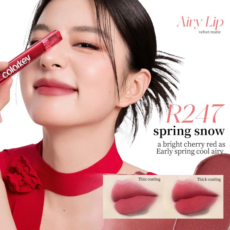 COLORKEY Airy Velvet Lip Tint, Matte Finishs, Longwear Rich Lip Colors, non-sticky, Creamy Soft Texture, Waterproof Lip Stain, Matte hydration, non-drying. Velvety finish (R247 Spring Snow, 3g) - Image 3